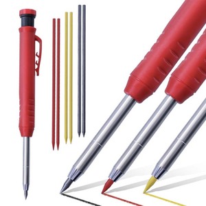 Juego de lápices de carpintero mecánico multiusos, lápices de carpintería de agujero profundo, marcador, herramienta de marcado con sacapuntas incorporado - Product Image 3