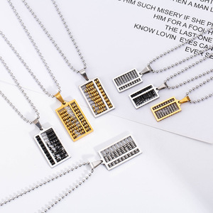 Collar Abacus de yunnique, colgante unisex de acero inoxidable chapado en oro de 18 quilates, joyería de moda disponible en varios colores - Product Image 4