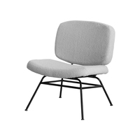 Fauteuil simple en laine d'agneau bouclée de style nordique avec structure en alliage d'acier pour salon, chambre à coucher, salle de séjour, fauteuil d'appoint design et de détente