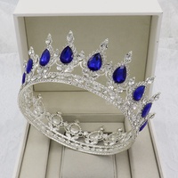 Couronnes de concours de beauté personnalisées en gros, argentées, avec cristaux ronds, style PRINCESSE, grande taille, personnalisées en or, style REINE