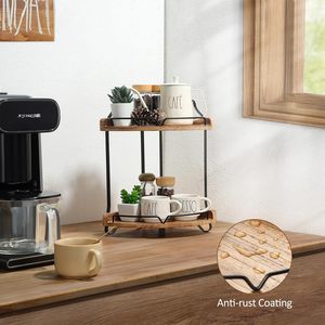 Étagères d'angle d'armoire Étagère d'angle de comptoir de cuisine à 2 niveaux <span class=keywords><strong>Petite</strong></span> étagère d'organisation de comptoir en bois Étagère à épices et étagère de rangement - Product Image 4