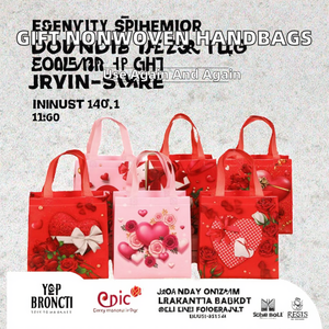 Sacs à main réutilisables en non-tissé avec poignée longue, logo personnalisé pour la Saint-Valentin, cadeaux pour petite amie - Product Image 2