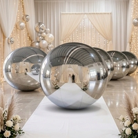 Sphère Miroir Dorée Géante Sur Mesure Grande Boule d’Argent Gonflable en PVC Décorative
