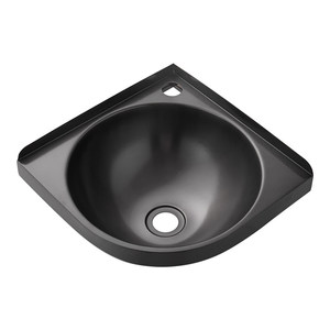 Lavabo da Parete Moderno Salvaspazio in Acciaio Inox 304 Nero Opaco di Forma Irregolare per Camper e Case Mobili 20-25cm - Product Image 1