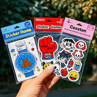 Pack d'étiquettes adhésives personnalisées, autocollants découpés, impression personnalisée de logo de dessin animé en vinyle étanche avec motif holographique