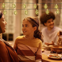 Guirlande lumineuse LED 2m 10 LED en cuivre IP44, décorations Ramadan Aïd Moubarak, étoile et lune, à piles, pour l'Aïd al-Adha
