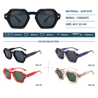 Rétro noir rouge polygone petit carré acétate femmes lunettes de soleil rétro Rivets hommes nuances luxe mode lunettes de soleil VG66037S