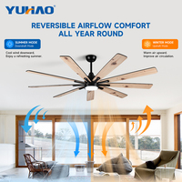 Ventilateur de plafond LED intelligent sur mesure de grande taille avec moteur BLDC 62-72 pouces pour villa, bureau, salle de classe, école, gymnase, hall d'hôtel