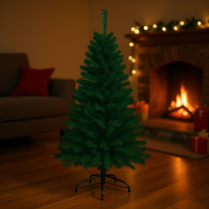 Sapin de Noël Artificiel 1,5 1,8 2,1 2,4 m en PVC, Léger, à Charnières, Décoration Intérieure pour les Fêtes, avec Support Métallique Robuste, Installation Facile - Product Image 2