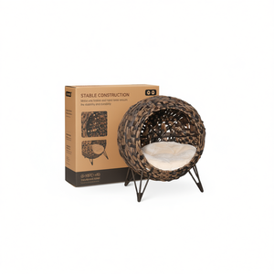 Cama redonda para gatos de piel sintética, cómoda cama para mascotas de interior, estilo moderno, extraíble y lavable. - Product Image 1