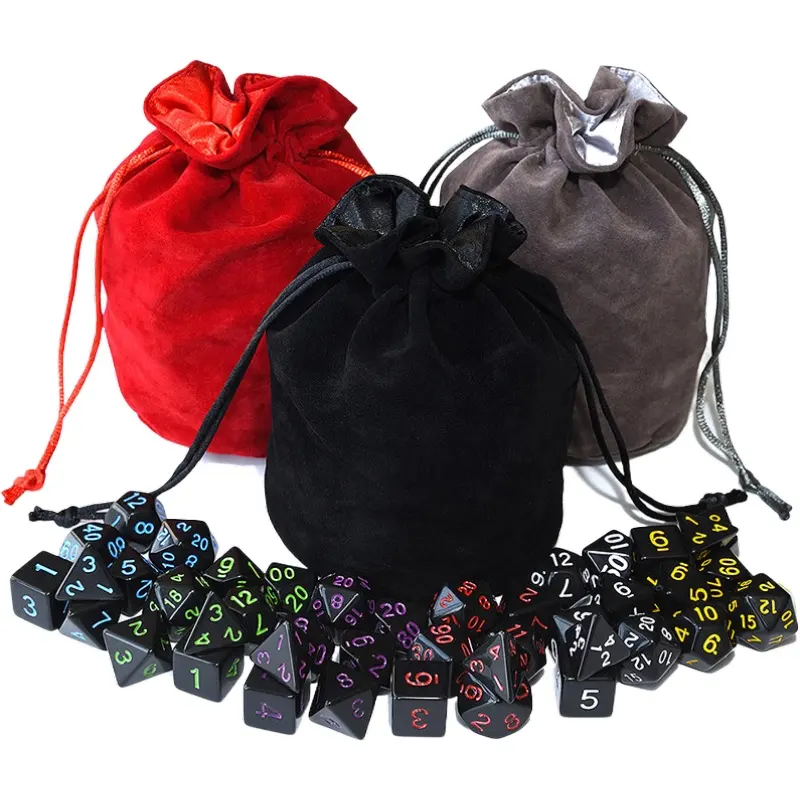 Factory supply Digital Dice Game Dungeons Dragons customize Polyhedral Multi Sided Acrylic Dice set With Drawstring Bag