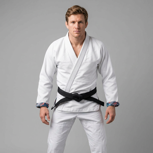 Uniforme de BJJ blanco para hombre, corte regular, transpirable, 100% algodón, ropa de artes marciales, talla adulto con forro. - Product Image 1