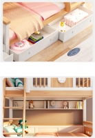 Lit pour enfants en bois massif simple et moderne et lit superposé supérieur avec armoire de rangement en escalier coulissant lit superposé multifonctionnel