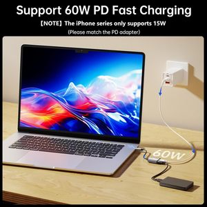 <span class=keywords><strong>Adaptateur</strong></span> Chargeur USB-C Double Type-C Biaze pour Ordinateur Portable et Téléphone Portable, 1 Entrée 2 Sorties, Charge Rapide 60W, en Alliage d'Aluminium - Product Image 3
