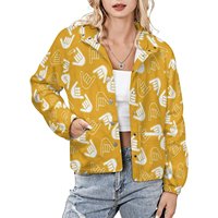 Print On Demand Hang Losse Design Kraag Pluche Jas Met Onderkant Maatwerk Mode Gevoel Voor Design Jas Voor Vrouwen