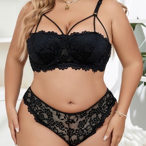 Chuangerm yeni moda artı boyutu Women sutyen ve iç çamaşırı kadınlar için siyah dantel seksi baştan çıkarıcı iç çamaşırı oymak - Product Image 1