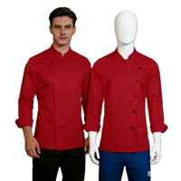 Uniforme de Chef Personnalisé OEM à Manches Longues en Mélange Coton/Polyester Respirant, Gaufré, Unisexe, Lavable, Fermeture Boutonnée, pour Restaurants