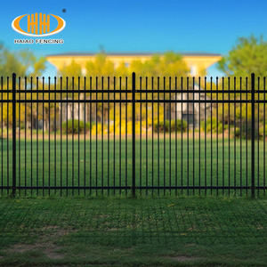 Ngoài trời đen kim loại 6x8 thép rèn sắt hàng rào cho nhà sân sau vườn vuông ống kẽm thép giáo hàng đầu picket 3D mô hình - Product Image 2