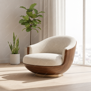 Comfortable Modern Solid Wood Ergonomic Velvet Swivel Eco-Friendly Handmade Durable Living Room Chair - Product Image 5