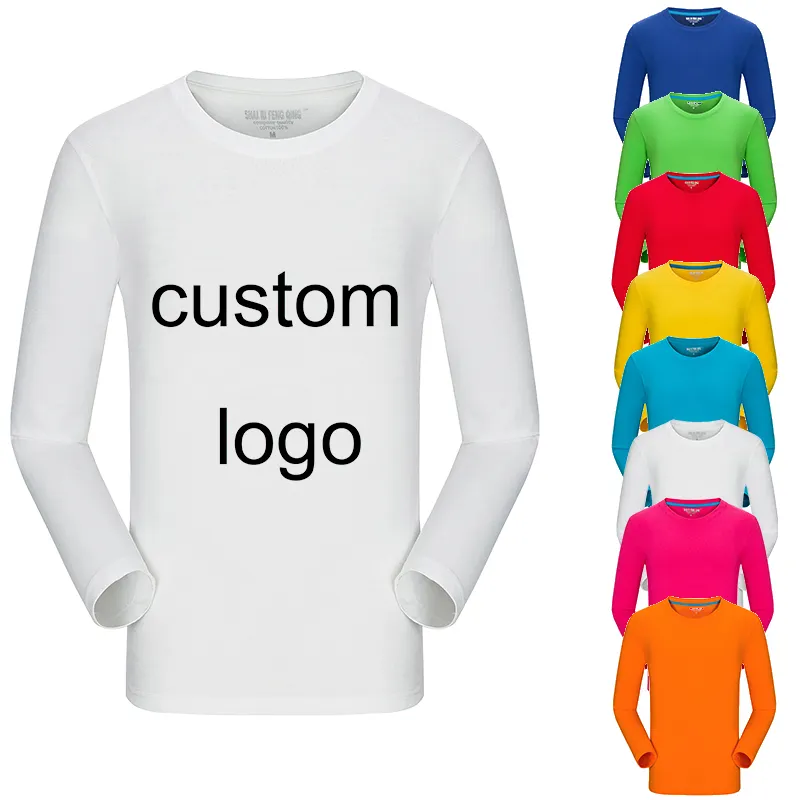 Wholesale Cheap 100% Cotton Custom Design Blank Printing Men Long Sleeve T Shirt With Custom Logo Unisex