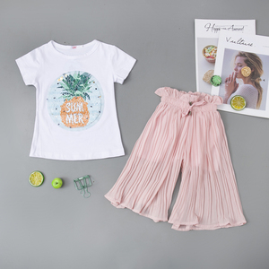 Vêtements d'été LZH pour enfants, ensemble 2 pièces en mousseline pour fillette, pantalon et haut, survêtement pour filles - Product Image 3