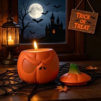 Moule en silicone pour pot de rangement citrouille d'Halloween Early Riser avec couvercle, support de bougie visage de diable, outil de décoration artisanale DIY