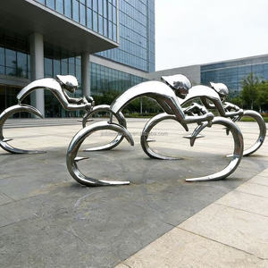 Escultura de Bicicleta de Acero Inoxidable Pulido Personalizada en Oferta, con Impresión Digital, Tamaño Real, para Decoración Moderna de Interiores y Exteriores 1 - Product Image 3