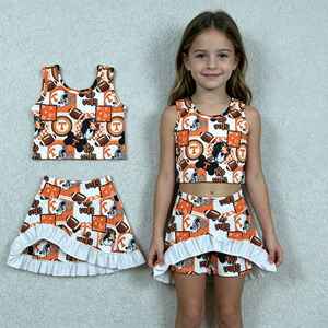 ชุดกีฬา RTS Athletic Wear Summer School Team Go Vols สำหรับเด็กผู้หญิง กระโปรงกางเกงลำลอง มีซับใน เหมาะสำหรับโยคะ ขายส่ง ชุดเสื้อผ้าพี่น้อง - Product Image 4