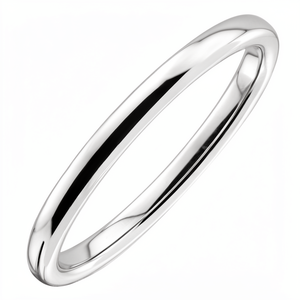 Bague de mariage unisexe MJ Metals Jewelry Classic Baguette en carbure de tungstène blanc plaqué rhodium 2 mm, taille 7 - Product Image 1