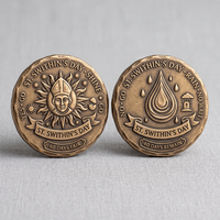Pièce de monnaie commémorative en bronze massif antique à relief 3D, personnalisée en usine, haut de gamme, pour la fête de Saint-Swetain, idéale pour les boutiques de souvenirs