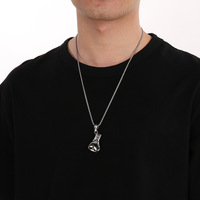 Pendentif Gant de Boxe Rétro de Haute Qualité en Acier Inoxydable Plaqué Argent, Breloque Tendance, Bijou Sport et Fitness
