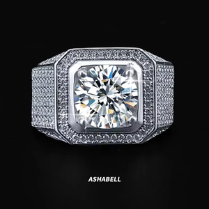 Prêt à expédier – <span class=keywords><strong>Bague</strong></span> en argent sterling 925 avec moissanite GRA 3 carats, taille brillant carrée et ronde, couleur D, pureté VVS, pour <span class=keywords><strong>homme</strong></span>, idéale pour fiançailles et <span class=keywords><strong>mariage</strong></span> - Product Image 6