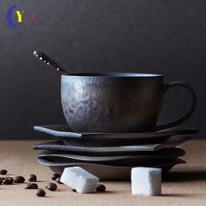 Wholesale Creative Customized Logo 160ml Wide <b>Coffee</b> Cup Porcelain Ceramic Reusable <b>Coffee</b> Cups and Mugs <b>Gift</b> Set - Product Image 2