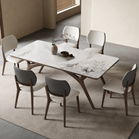 Table à manger moderne de luxe en bois marbré 6 places Modèle 3D élégant pour la cuisine ou la salle de bain Tea Time