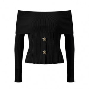Bettergirl 2024 nouveau français hors épaule sans bretelles Sexy court coupe ajustée minceur haut jupe tempérament tricot <span class=keywords><strong>costume</strong></span> - Product Image 4