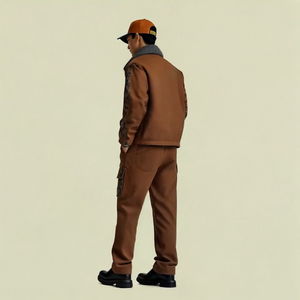 Veste en polyester/coton pour homme, isolée et chaude, bombardier aviateur d'hiver, ensemble de style décontracté à motif de lettres brodées - Product Image 5
