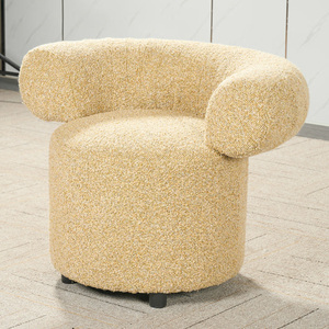 Divano in Tessuto Beige Crema Personalizzabile a 1 Posto, Comoda Poltrona in Legno per Hotel e Appartamenti, Stile Componibile per Salone - Product Image 1