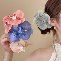 Seri Bunga Artifisial Manis Warna-warni Anggrek Phalaenopsis Gradasi Aksesoris Rambut Model Buaya Jepit Rambut untuk Wanita