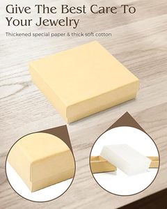 Cajas de Regalo para Joyería Marrones Mate, Caja de Regalo Pequeña con Tapa, Cajas de Cartón Pequeñas para Joyería con Relleno de Algodón y Tapas para Días Festivos - Product Image 4