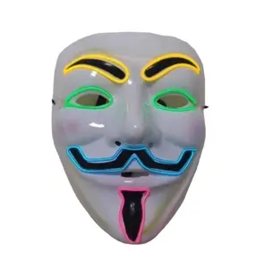 V-Shaped Halloween Horror Mask PVC Cold Light LED for Ghost Step Dance Party Props for Halloween Parties Latex Material