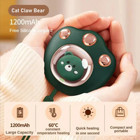 Chauffe-mains pratiques et mignons en forme de patte de chat, portables, rechargeables par USB, avec lumière respirante, pour la maison, l'extérieur et les camping-cars