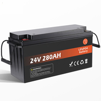 Baterai Lithium LiFePO4 24V 280Ah dengan Pemanas Otomatis 25.6V 300AH 200AH 100AH dengan Bluetooth untuk RV, Kapal, Tenaga Surya, Penyimpanan Energi Rumah