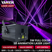 Projecteur laser LED professionnel DMX512 contrôlé par application, 5W, animation couleur intégrale, éclairage d'effets de scène, en alliage d'aluminium, pour discothèque