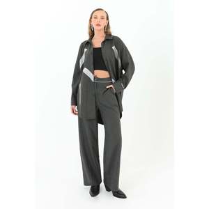 Soul Women's Anthracite Print Patterned Blouse, Elegant Design, Comfortable Fit for Daily and Special Events - Product Image 1