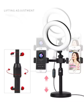 Vente chaude 6 pouces Mini anneau lumineux avec pince pince montage double téléphone portable support de diffusion en direct support de téléphone de bureau