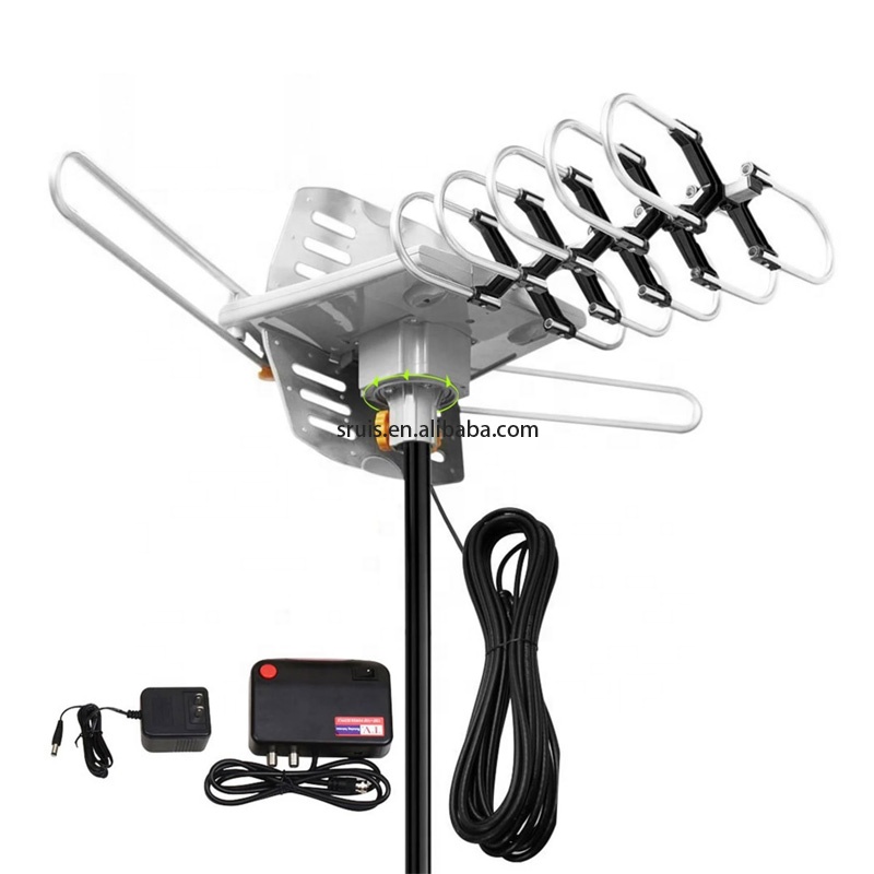 Antena digital amplificada para tv, antena hdtv com 150 quilômetros de suporte, 2 tvs-uhf vhf/1080p/4k com controle remoto e cabo coax de 33ft