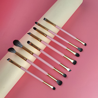 GRACEDO – Lot de 8 pinceaux de maquillage bleus pour les yeux et le visage, double embout, logo personnalisé, pinceaux professionnels pour le visage et le correcteur