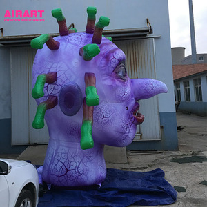 Cabeza de Monstruo Inflable de Halloween, Laberinto de Terror, Busto de Monstruo Morado Inflable, Decoración de Cabeza de Zombie Inflable con LED - Product Image 3
