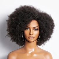 Perruques de Cheveux Humains Brésiliens Vierges Bombe Afro Bouclés Crépus Pré-Pluckées 180% 13x4 Lace Frontale Complète, Prêtes à Expédier pour Femmes Noires