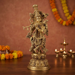 Prix de gros - Meilleure vente - Idole de Krishna en laiton taille 15 pour décorations de Diwali, exportation depuis l'Inde - Product Image 5
